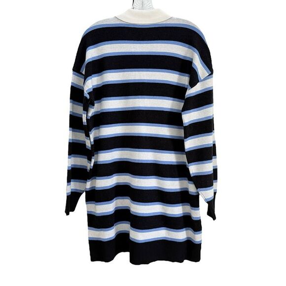 Anthropologie Color Block Mini Sweater Dress Tunic Womens Small OVERSIZED V Neck - Picture 8 of 11